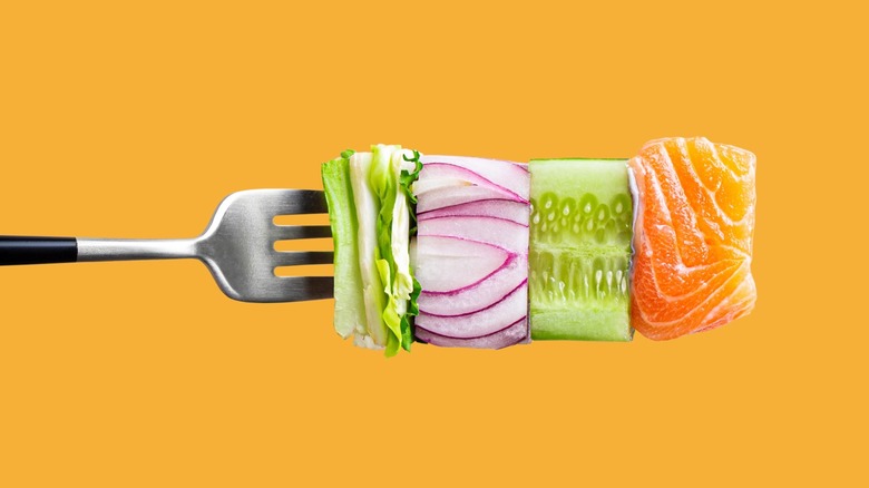 raw food on a fork
