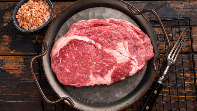 Raw boneless ribeye