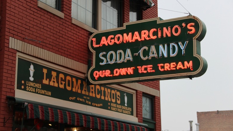 Lagomarcino's storefront sign