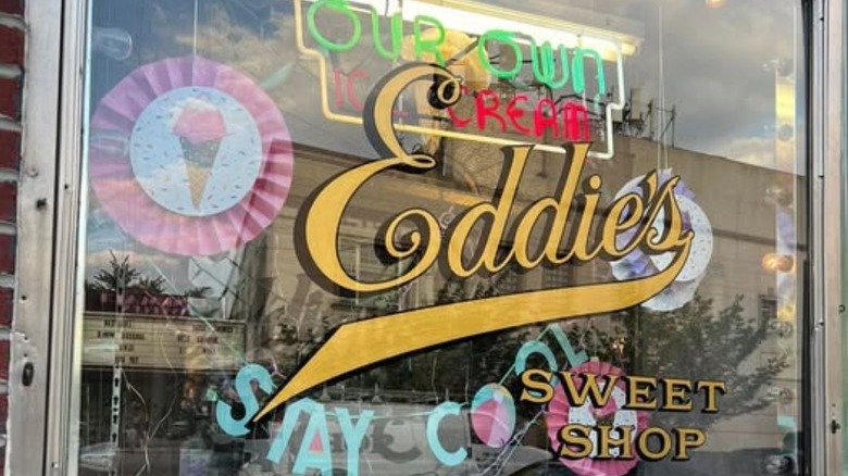 Eddie's sweet shop window sign
