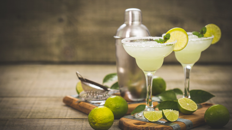 two margaritas with shaker