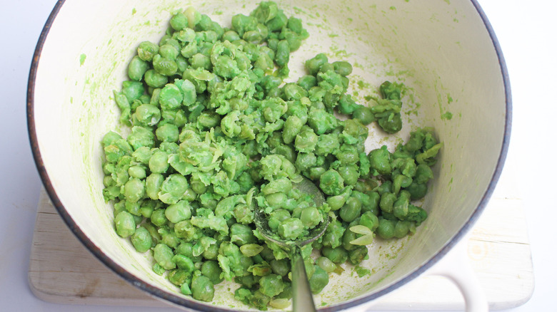 mashing peas