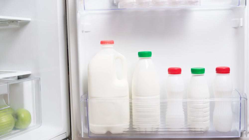 Milk in refrigerator door